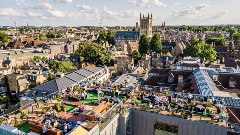 The rooftop bar in Cambridge
