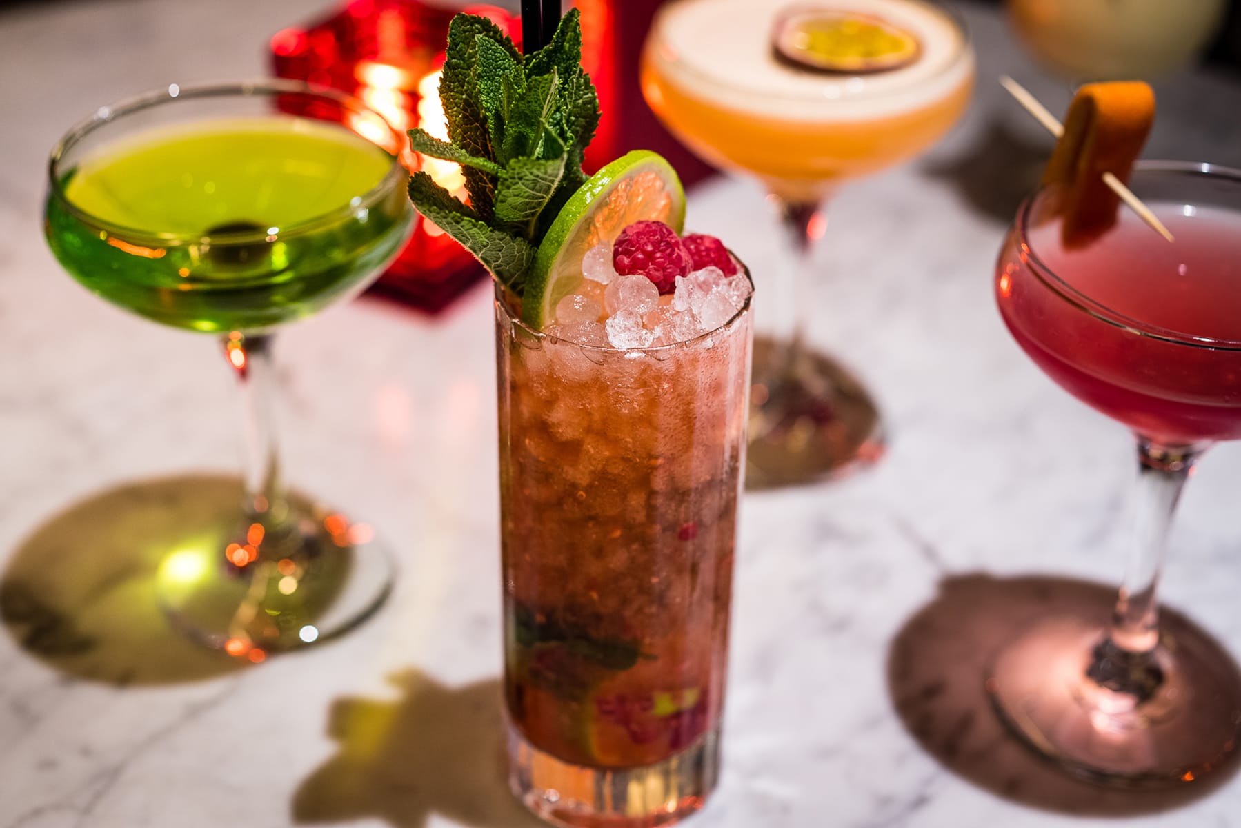 Selection of cocktails over the table