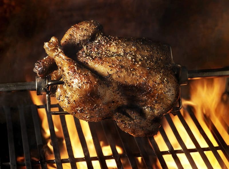 Roast chicken being prepared